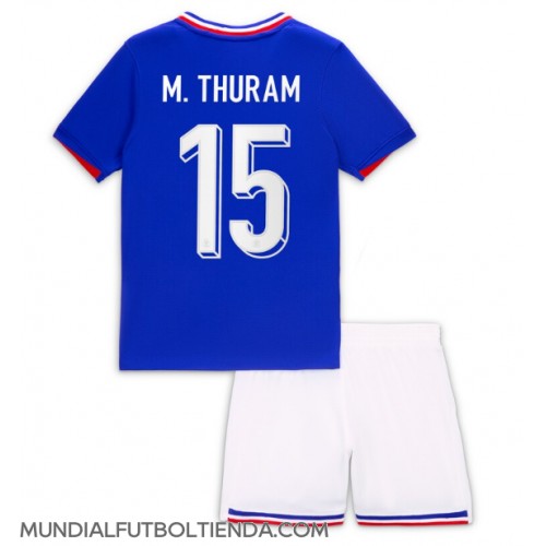 Camiseta Francia Marcus Thuram #15 Primera Equipación Replica Eurocopa 2024 para niños mangas cortas (+ Pantalones cortos)